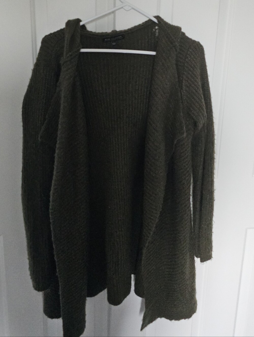BE COOL Olive Green Open-Front Knit Cardigan